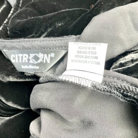 Citron Dress Black Velvet Silk Blend Sleeveless Midi Maxi 52” Bust (~3X) - Picture 5 of 8